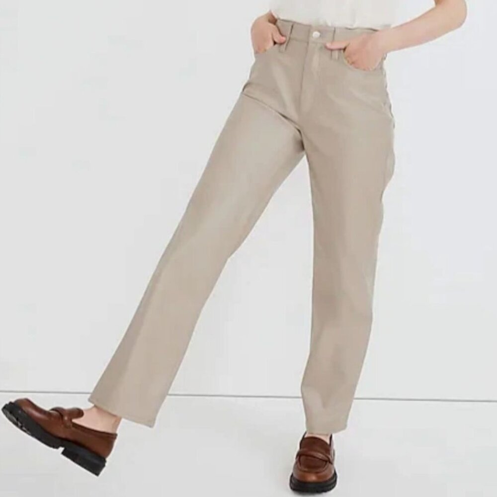 Madewell The Perfect Vintage Straight Jean Faux Leather Edition 27 Neutral NWT